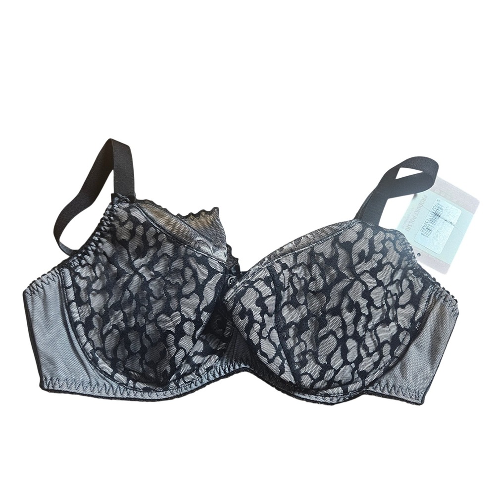 Gorsenia Underwired Semi-Soft Lace Balconette Bra 40D Fantasy K509 Black NWT